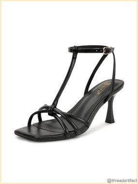 IDIFU Strappy Heeled Sandals 3-Inch Kitten Heel T-Strap Slingback Dress Shoes